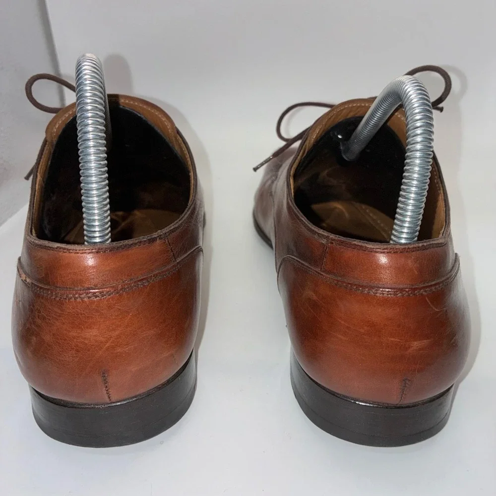 Magnanni Mens Brown Leather Square Toe Derby Dress Shoes EU 41.5‎ US 8.5M